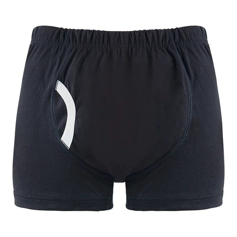 Pañal para adultos reutilizable de hombre color negro, con diseño tipo bóxer.