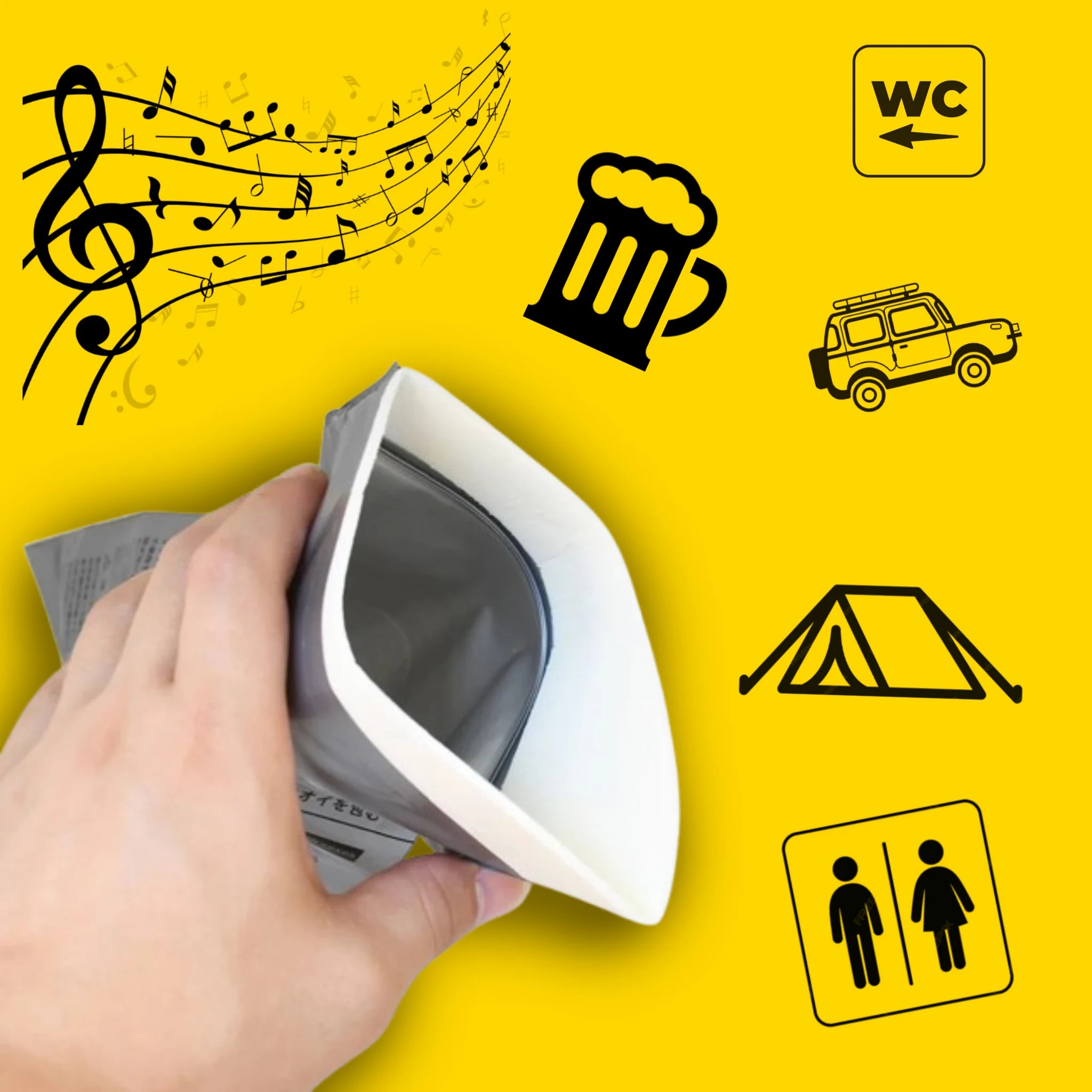 Comprar bolsa urinaria portatil para festivales, camping, conciertos, acampada